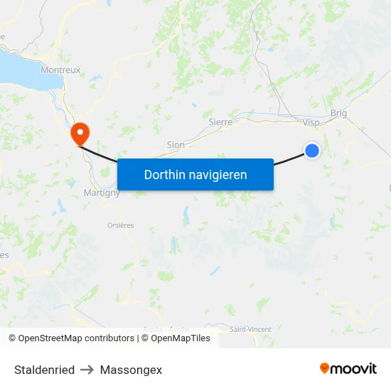 Staldenried to Massongex map