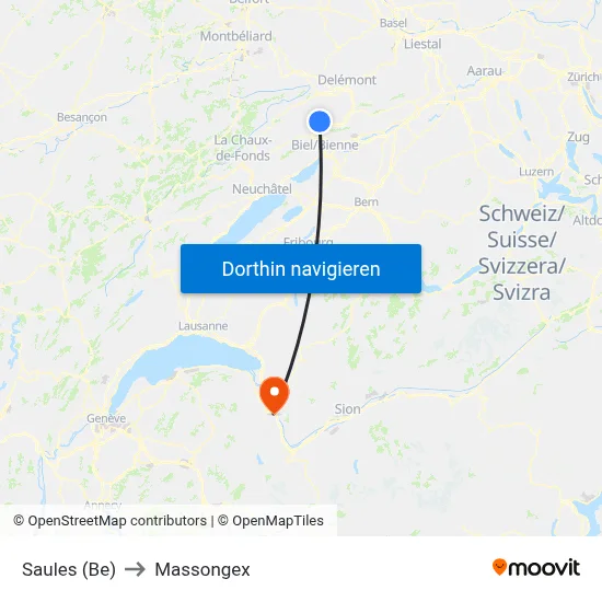 Saules (Be) to Massongex map