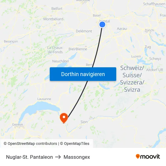 Nuglar-St. Pantaleon to Massongex map
