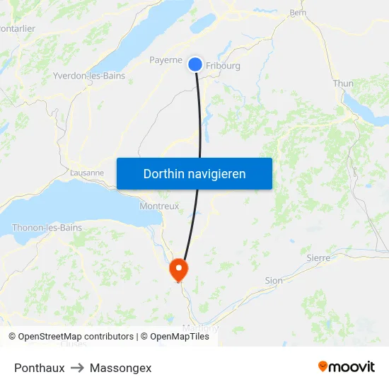 Ponthaux to Massongex map