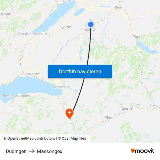 Düdingen to Massongex map