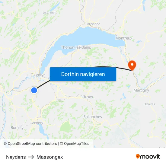 Neydens to Massongex map