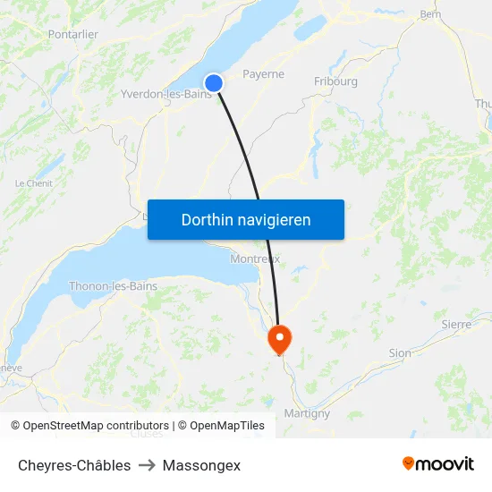 Cheyres-Châbles to Massongex map