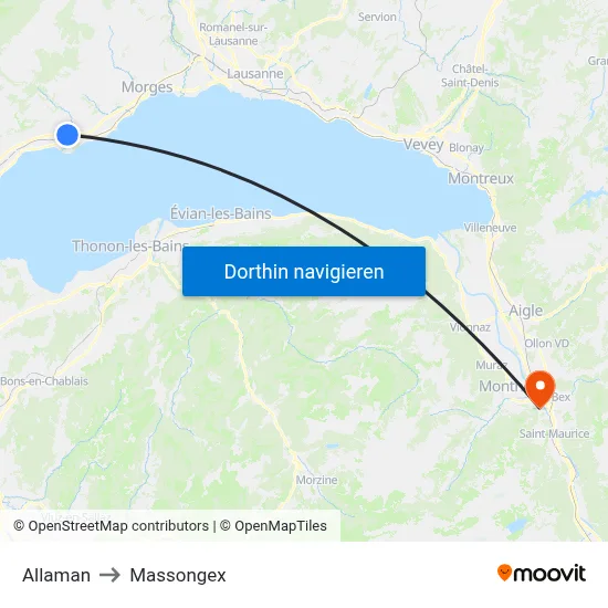 Allaman to Massongex map