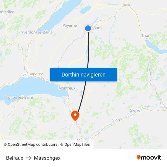 Belfaux to Massongex map