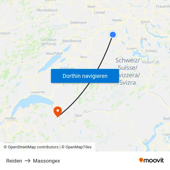 Reiden to Massongex map