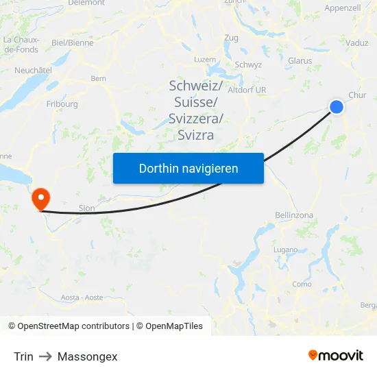 Trin to Massongex map