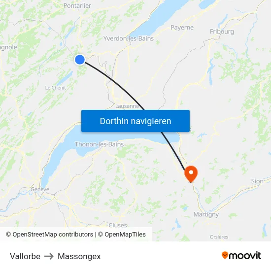 Vallorbe to Massongex map