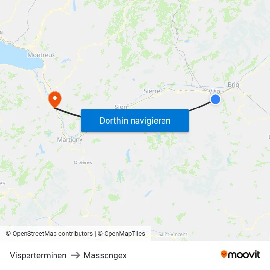 Visperterminen to Massongex map