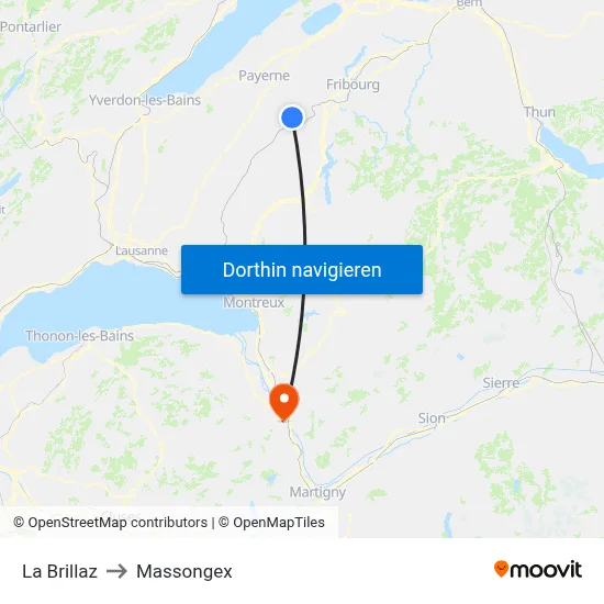 La Brillaz to Massongex map