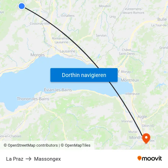 La Praz to Massongex map
