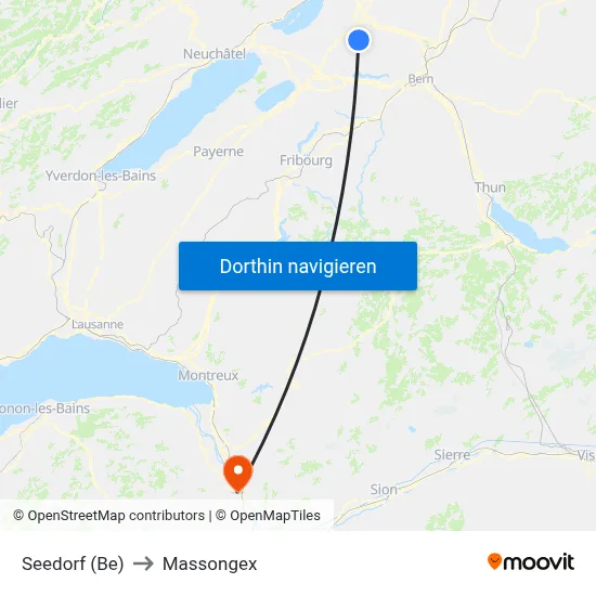 Seedorf (Be) to Massongex map