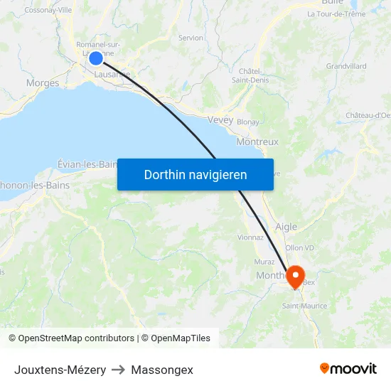 Jouxtens-Mézery to Massongex map