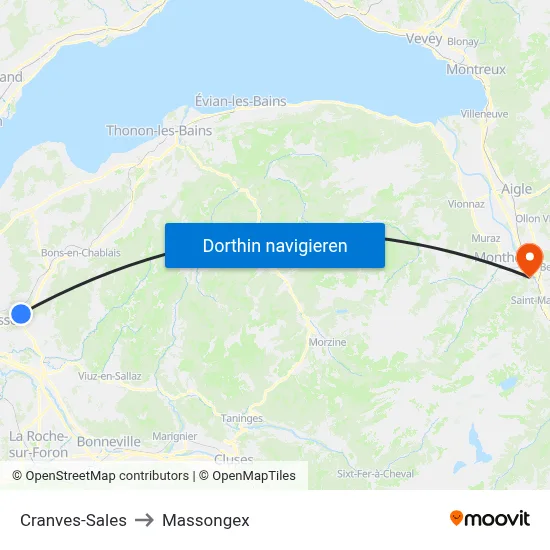 Cranves-Sales to Massongex map