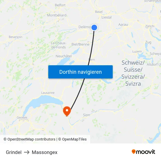 Grindel to Massongex map