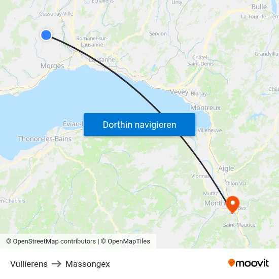 Vullierens to Massongex map