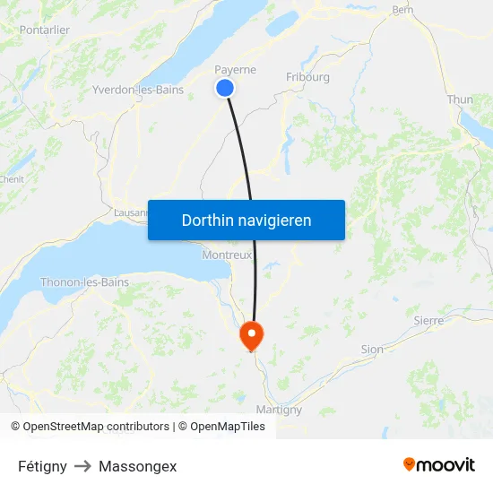 Fétigny to Massongex map