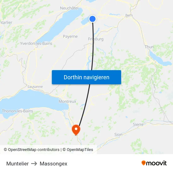 Muntelier to Massongex map