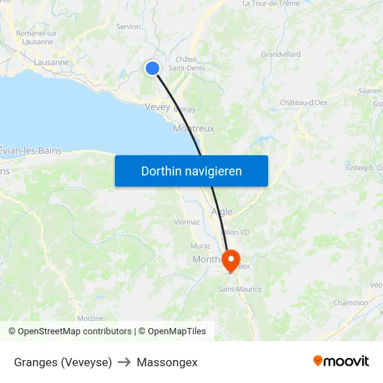 Granges (Veveyse) to Massongex map
