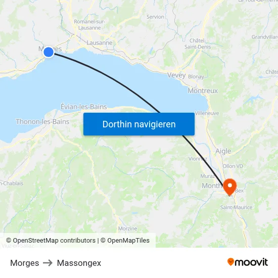 Morges to Massongex map