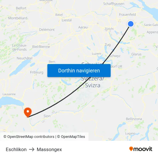 Eschlikon to Massongex map