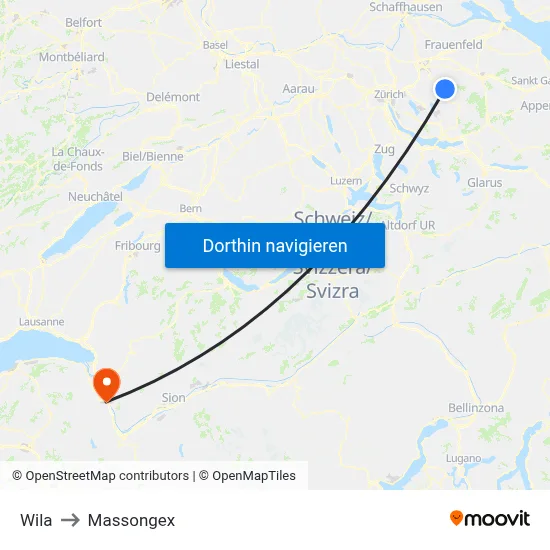 Wila to Massongex map