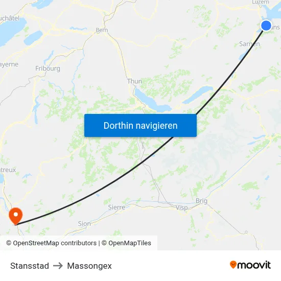 Stansstad to Massongex map