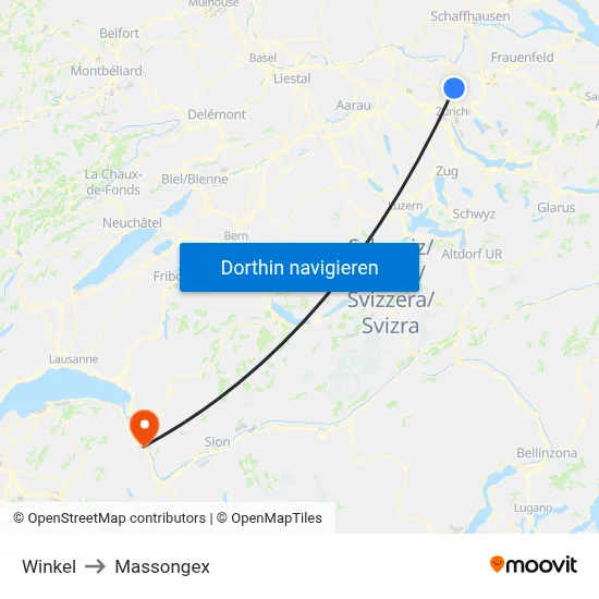Winkel to Massongex map
