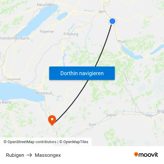 Rubigen to Massongex map