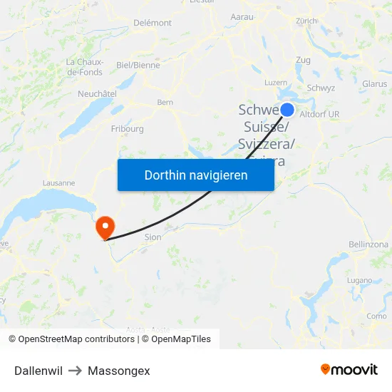 Dallenwil to Massongex map
