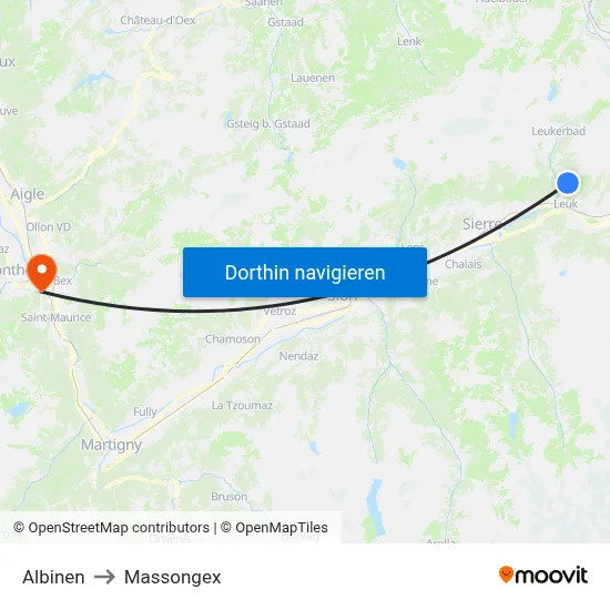 Albinen to Massongex map