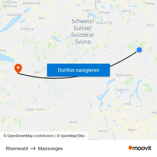 Rheinwald to Massongex map