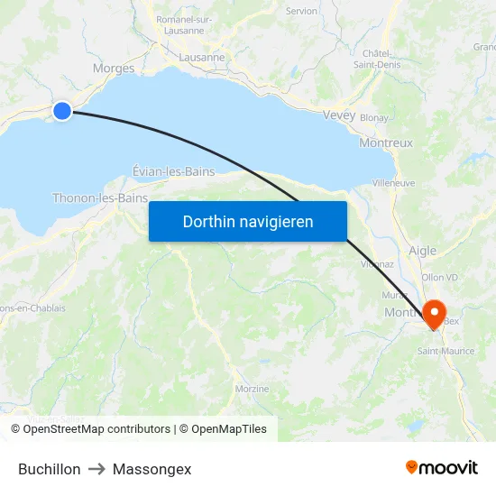 Buchillon to Massongex map
