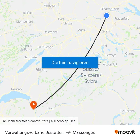 Verwaltungsverband Jestetten to Massongex map