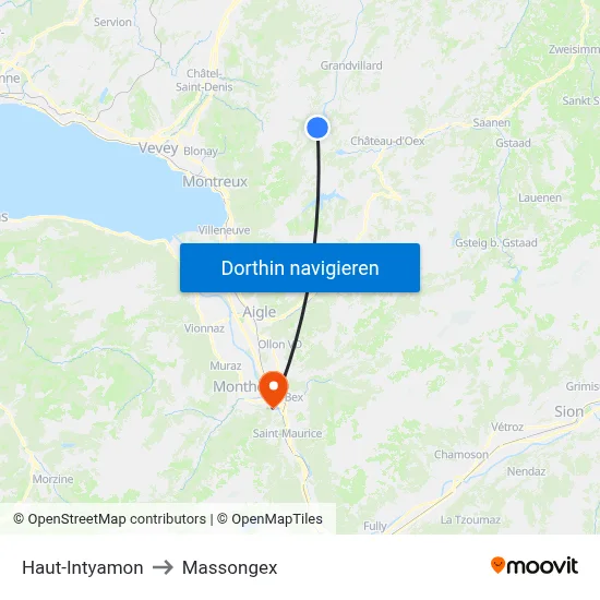 Haut-Intyamon to Massongex map