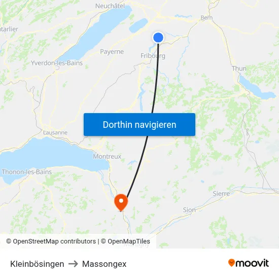 Kleinbösingen to Massongex map