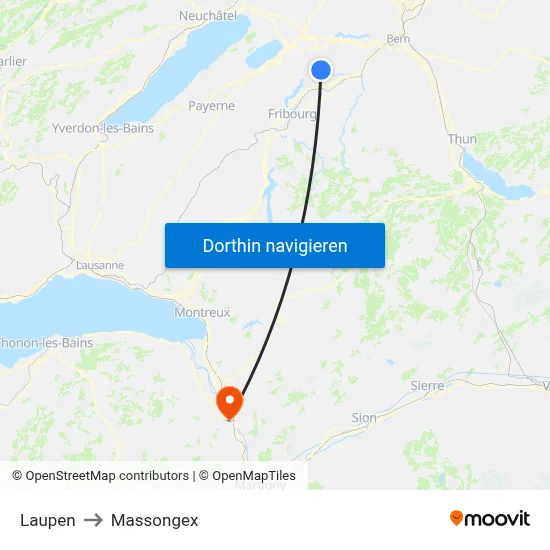 Laupen to Massongex map