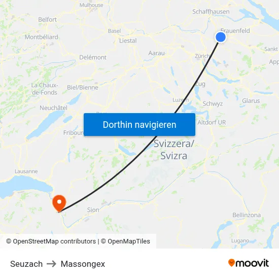 Seuzach to Massongex map