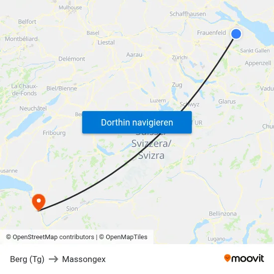 Berg (Tg) to Massongex map