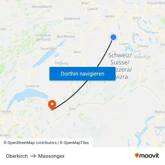 Oberkirch to Massongex map
