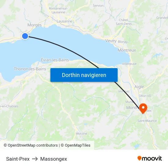 Saint-Prex to Massongex map