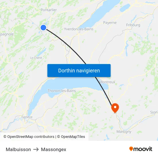 Malbuisson to Massongex map