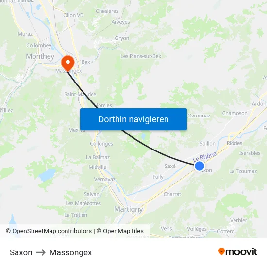 Saxon to Massongex map