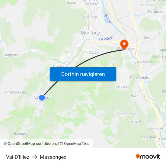 Val-D'Illiez to Massongex map