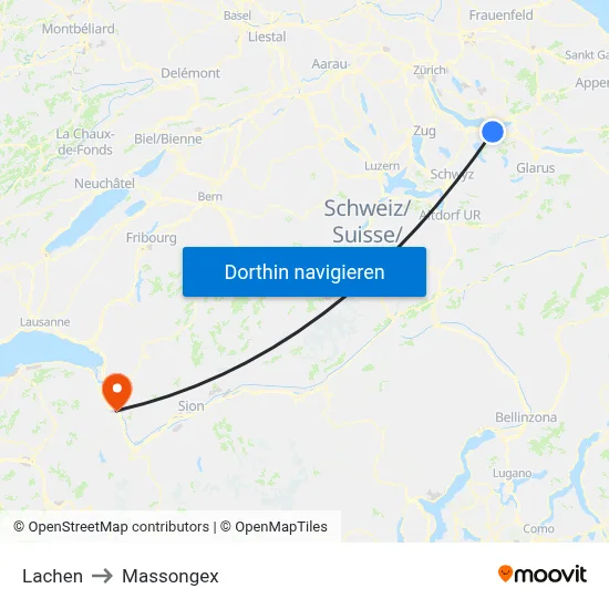 Lachen to Massongex map