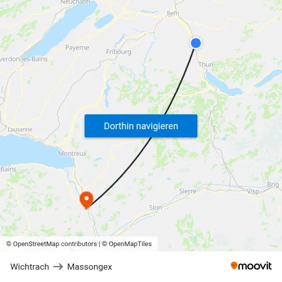 Wichtrach to Massongex map
