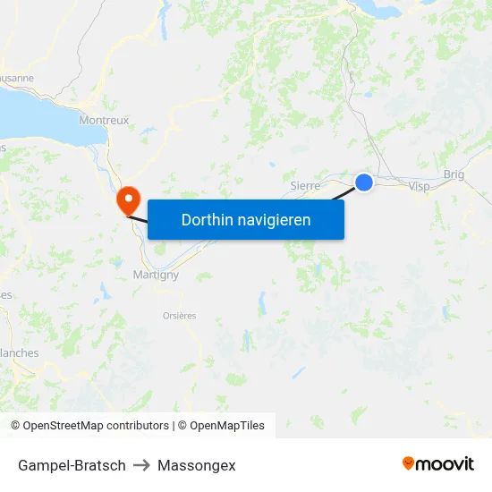 Gampel-Bratsch to Massongex map
