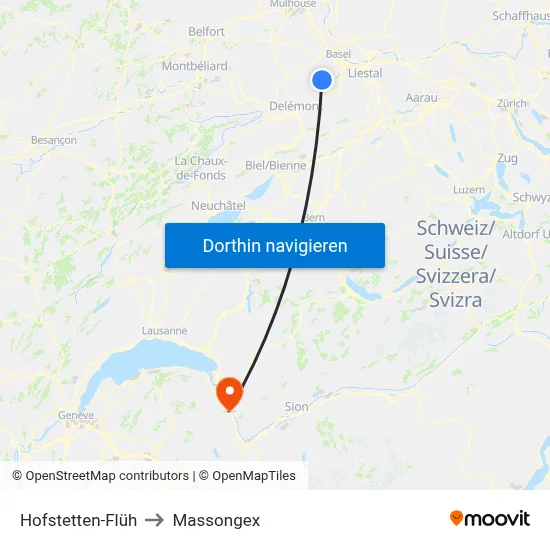 Hofstetten-Flüh to Massongex map