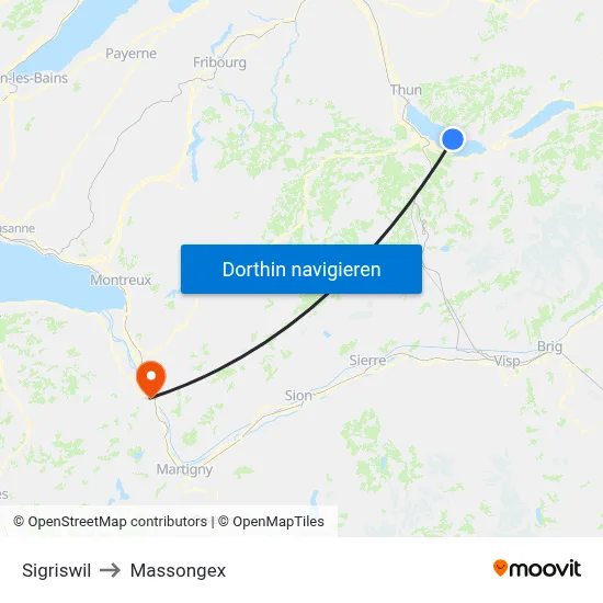 Sigriswil to Massongex map