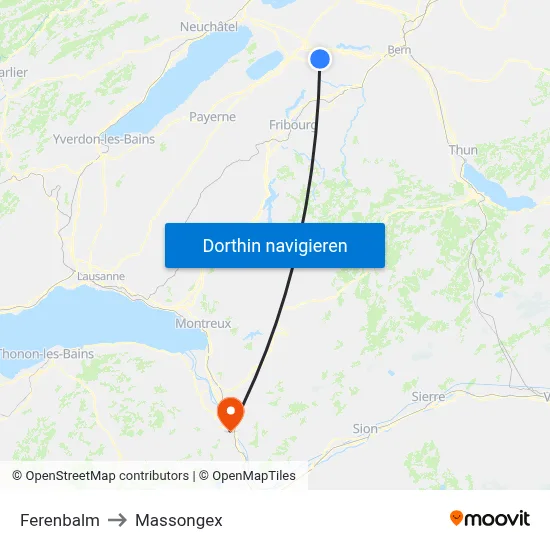 Ferenbalm to Massongex map